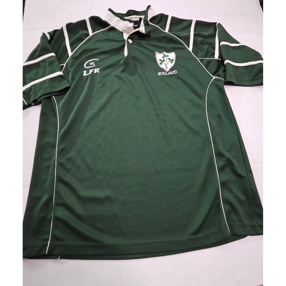 Live For Rugby Ireland Jersey Green Mens XL Short Sleeve Embroidered Mesh Shirt